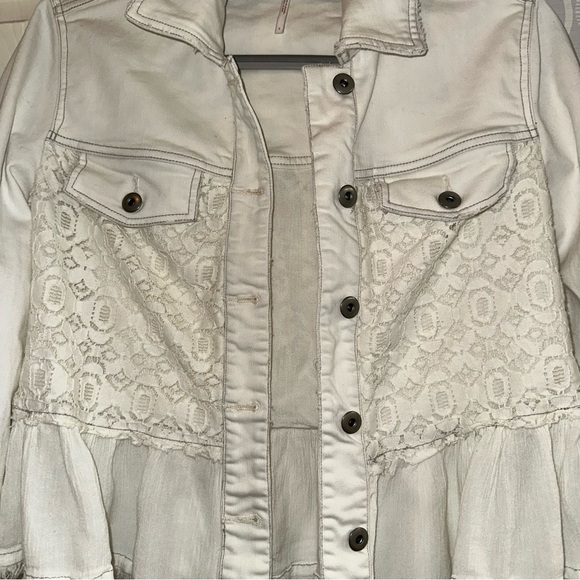 Free People Off-White Lace Jean Jacket - Picture 3 of 7